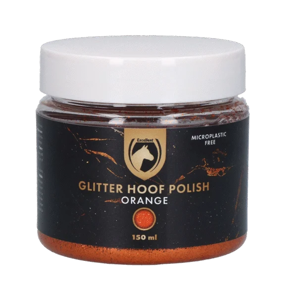 Pomarańczowy brokatowy lakier do kopyt, 150 ml – Excellent Horse Hi Gloss Glitter Hoof Polish