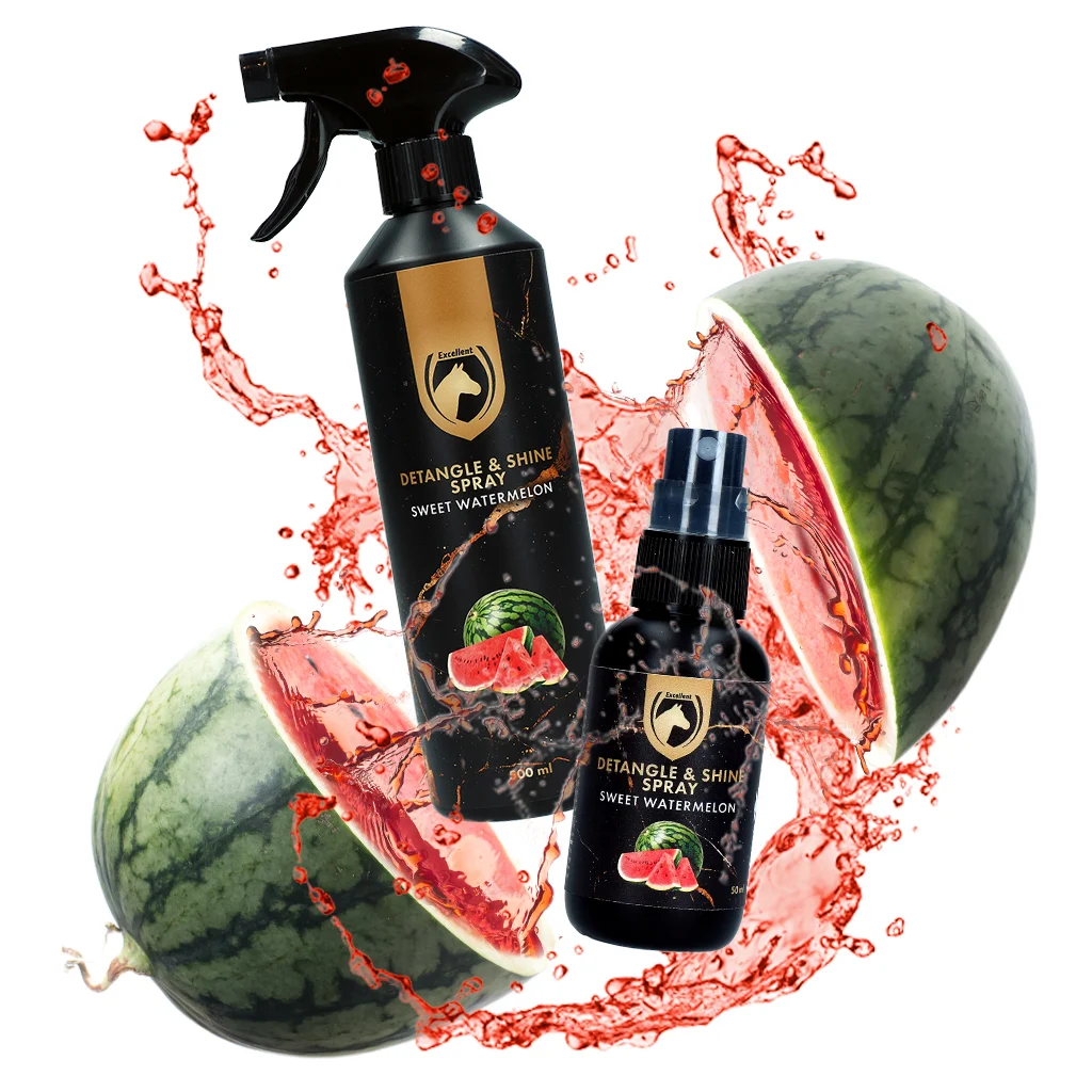 Spray ułatwiający rozczesywanie grzywy i ogona, 500 ml – Excellent Horse Detangle & Shine Spray Sweet Watermelon - obrazek 2