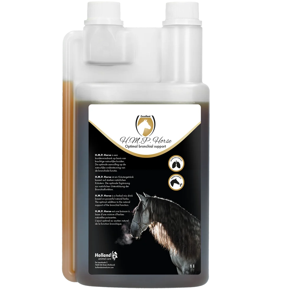 Suplement wspierający drogi oddechowe koni z ekstraktami ziołowymi, 1 l – Excellent Horse H.M.P. Liquid - obrazek 1