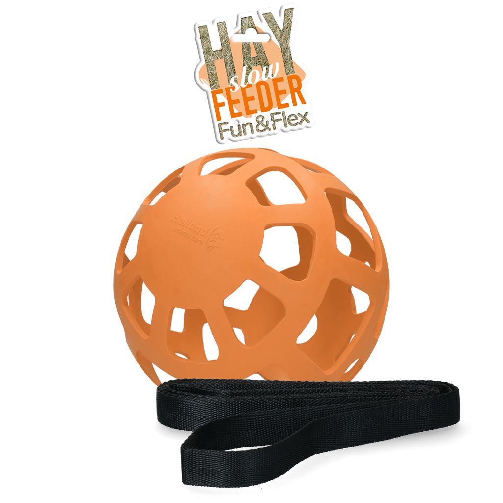 Hooibal voor Paarden van Natuurrubber, Oranje, Diameter ca. 22 cm – Hay Slow Feeder Fun & Flex Kula na siano dla koni z naturalnej gumy, pomarańczowa, średnica ok. 22 cm – Hay Slow Feeder Fun & Flex