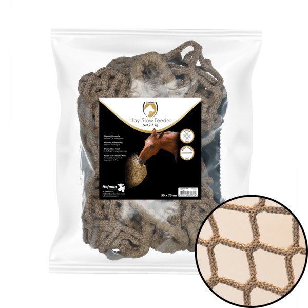 Siatka na siano do powolnego karmienia koni, 2,5 kg, oczka 45 mm – Hay Slow Feeder