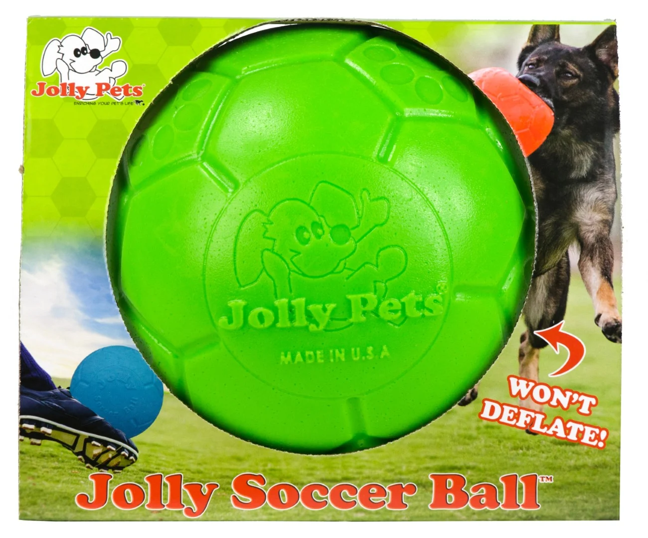 Piłka dla psa do aportowania, zielona, 15 cm – Jolly Pets Jolly Soccer Ball - obrazek 2