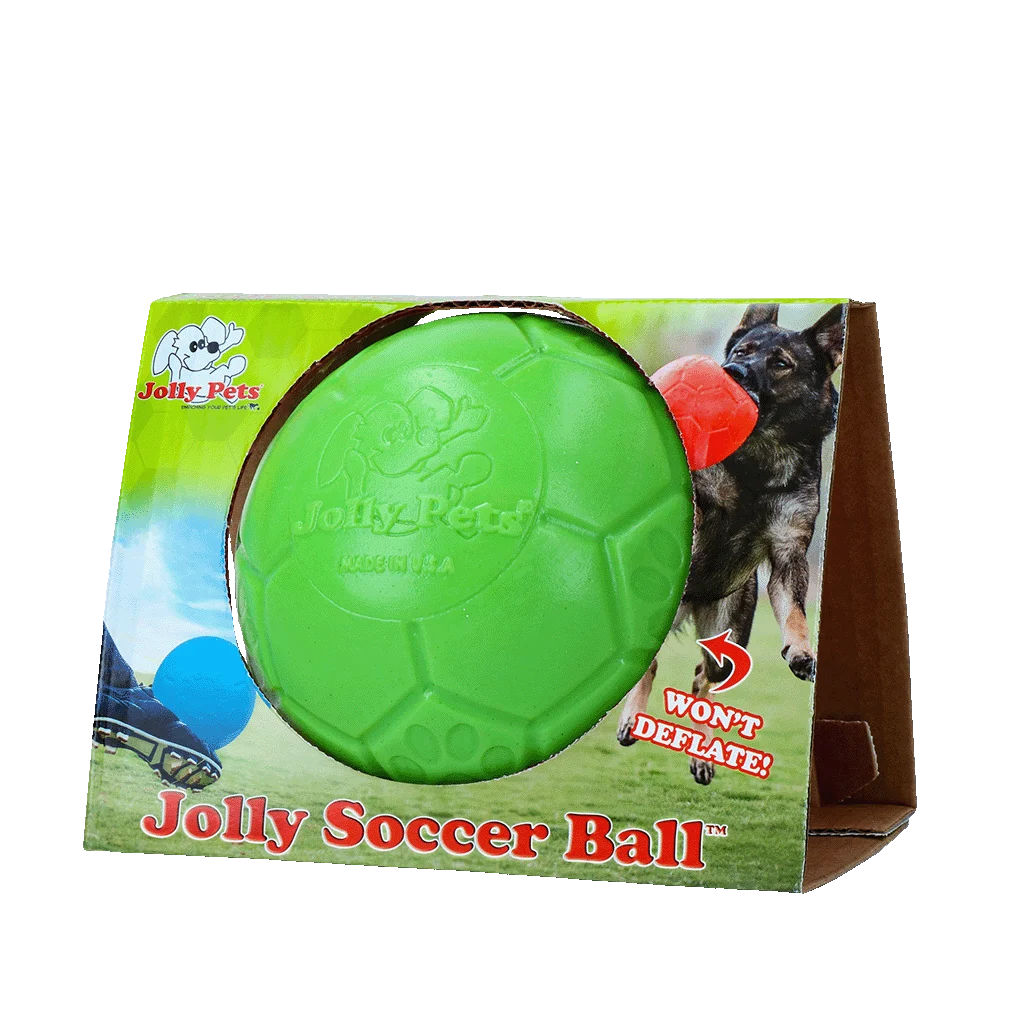 Piłka dla psa do aportowania, zielona, 15 cm – Jolly Pets Jolly Soccer Ball - obrazek 1