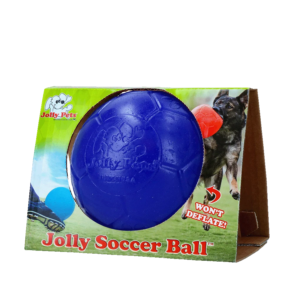 Pływająca piłka dla psa, niebieska, 15 cm – Jolly Pets Soccer Ball - obrazek 1