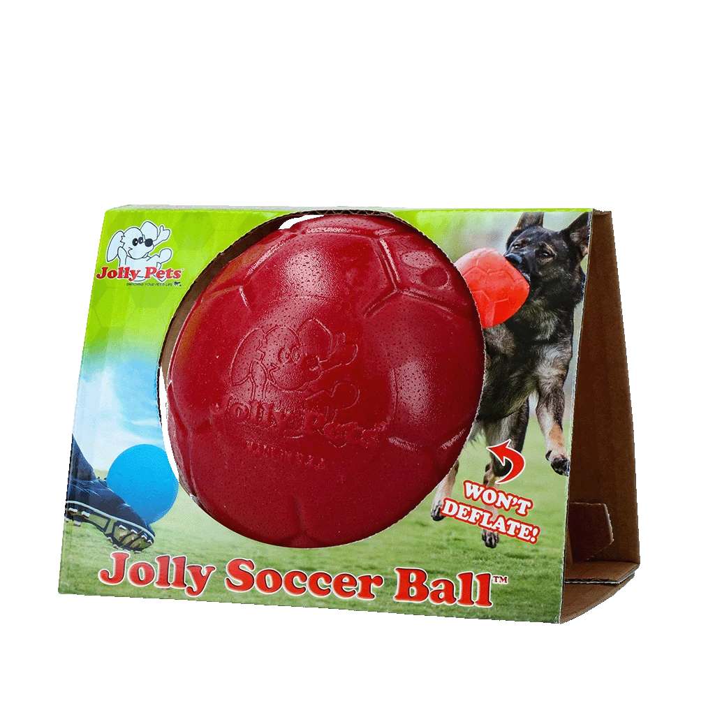 Piłka dla psa do aportowania, czerwona, 15 cm – Jolly Pets Jolly Soccer Ball - obrazek 1
