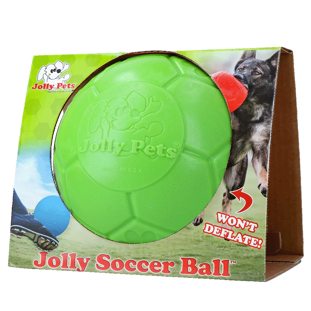 Pływająca piłka dla psa, zielona, 20 cm – Jolly Pets Soccer Ball - obrazek 1