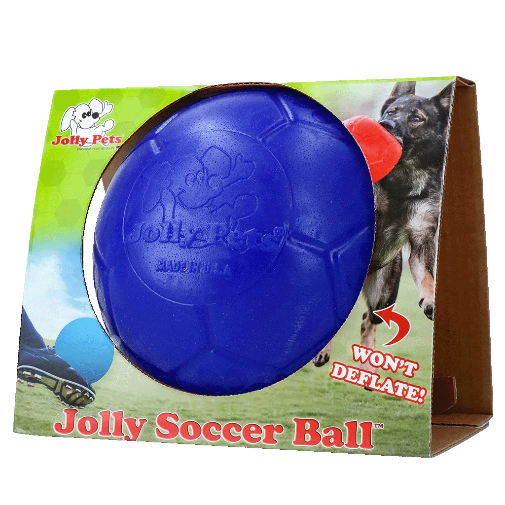 JOLL037E.png Pływająca piłka dla psa, niebieska, 20 cm – Jolly Pets Soccer Ball - obrazek 1