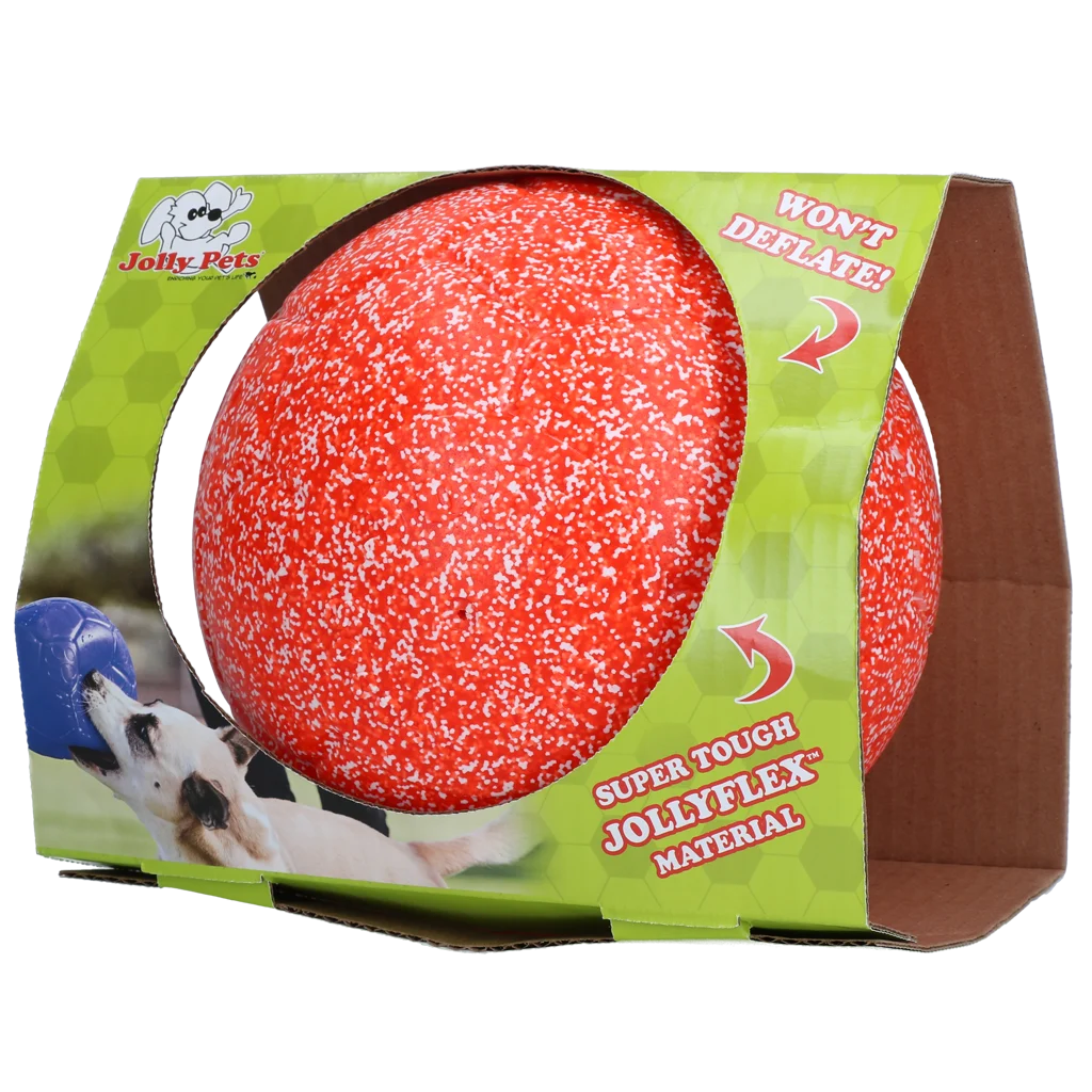 JOLL037G.png Piłka do aportowania dla psa, pomarańczowo biała, 20 cm – Jolly Pets Jolly Soccer Ball - obrazek 1