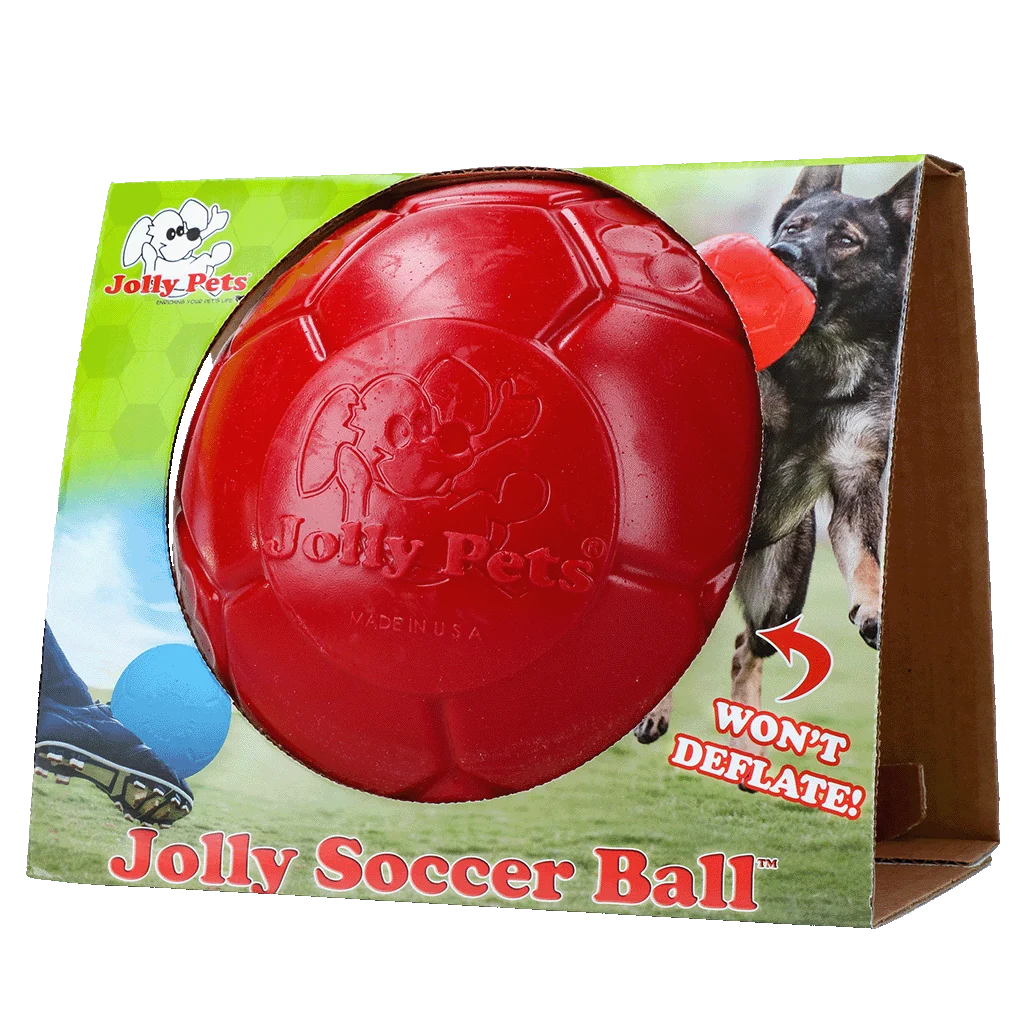 Piłka dla psa do aportowania, czerwona, 20 cm – Jolly Pets Jolly Soccer Ball - obrazek 1