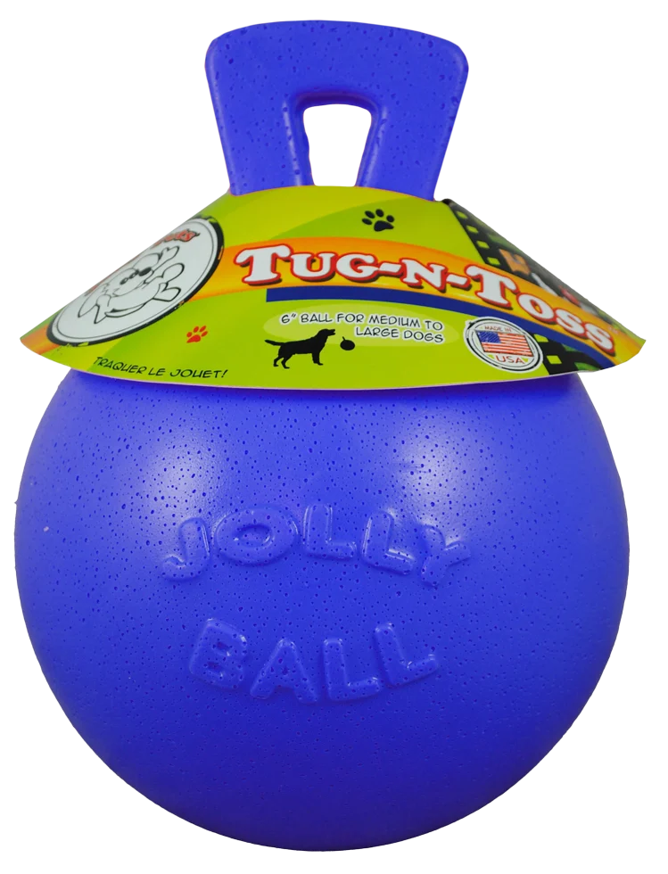 Pływająca piłka dla psa, niebieska M (15 cm) – Jolly Pets Tug-n-Toss - obrazek 1