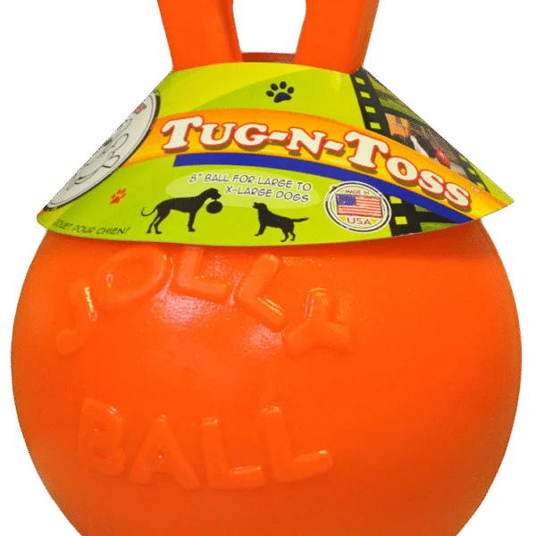 Pływająca piłka dla psa, pomarańczowa, L (20 cm) – Jolly Pets Tug-n-Toss