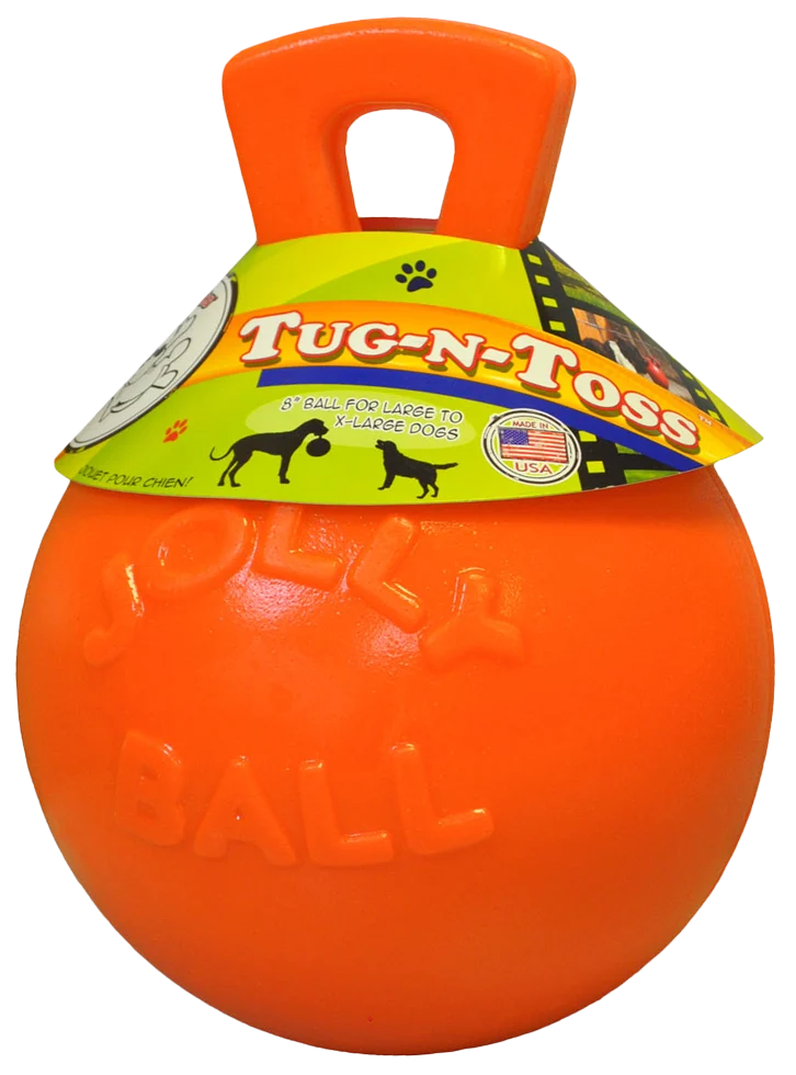 Pływająca piłka dla psa, pomarańczowa, L (20 cm) – Jolly Pets Tug-n-Toss - obrazek 1