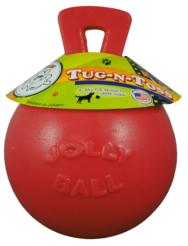 Czerwona pływająca piłka dla psa XL (25 cm) – Jolly Pets Tug-n-Toss - obrazek 1