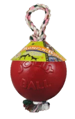 Pływająca piłka dla psa ze sznurem, czerwona S (10 cm) – Jolly Pets Romp-n-Roll