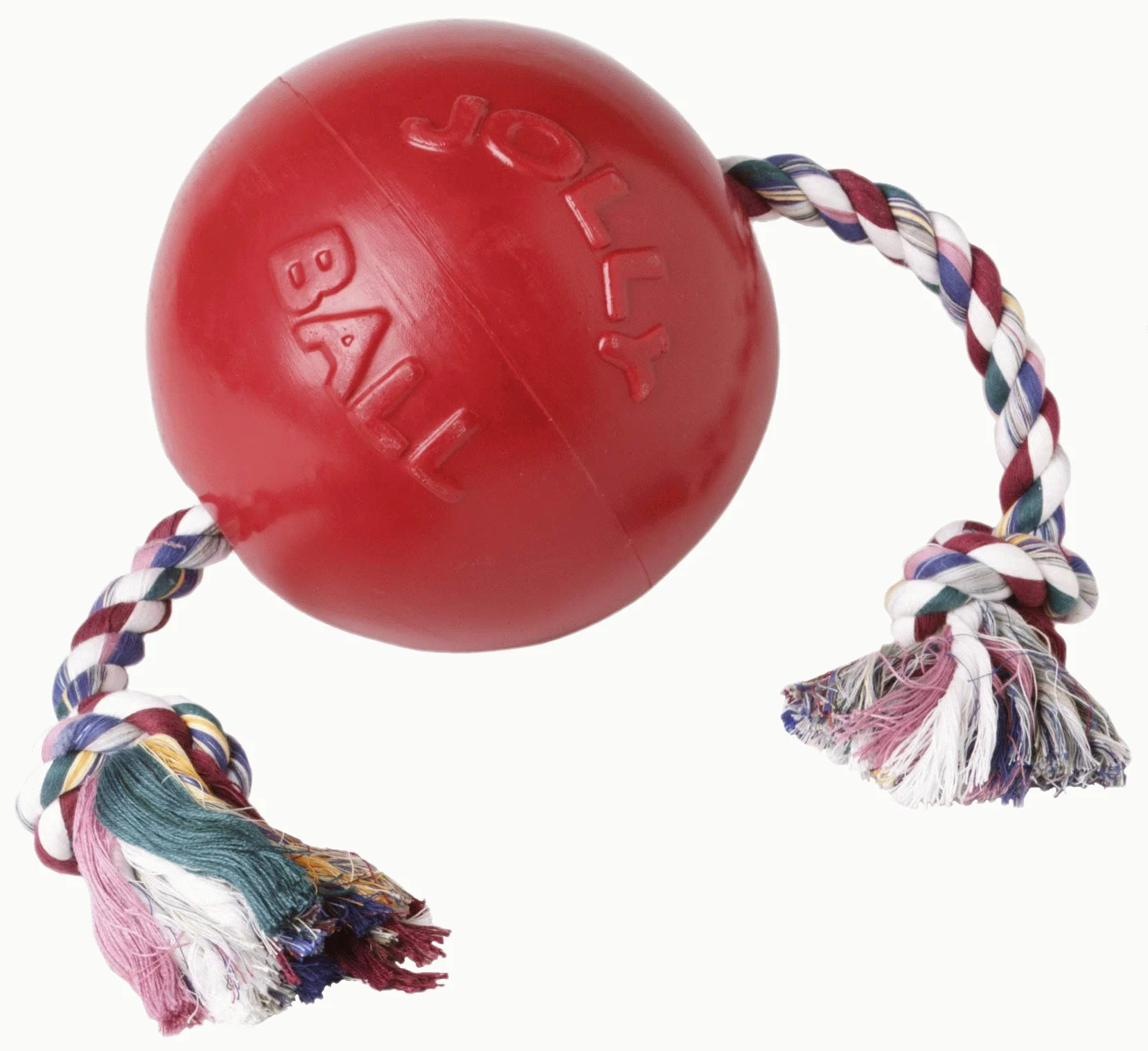 Pływająca piłka dla psa ze sznurem, czerwona S (10 cm) – Jolly Pets Romp-n-Roll - obrazek 4