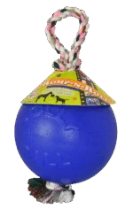 Piłka dla psa z liną, pływająca, niebieska S (10 cm) – Jolly Pets Romp-n-Roll