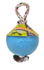 Piłka dla psa ze sznurem, pływająca, jagodowa M (15 cm) – Jolly Pets Romp-n-Roll