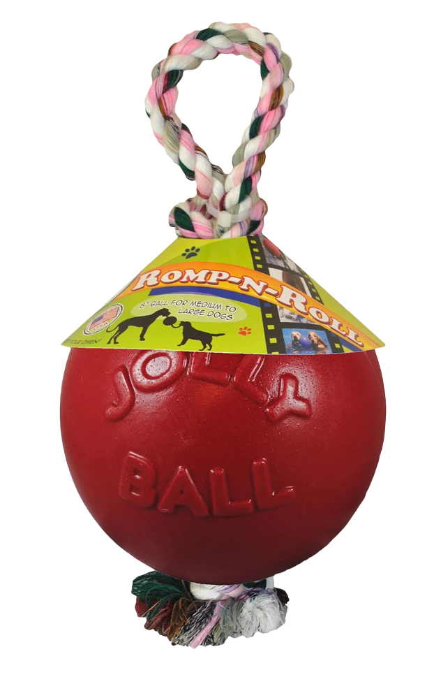 Pływająca piłka dla psa ze sznurem, czerwona L (20 cm) – Jolly Pets Romp-n-Roll - obrazek 1