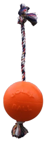 Piłka dla psa ze sznurem, pływająca, waniliowa L (20 cm) – Jolly Pets Romp-n-Roll
