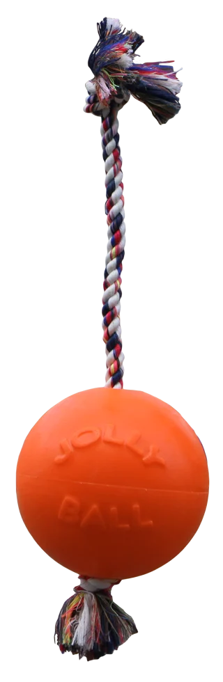 Piłka dla psa ze sznurem, pływająca, waniliowa L (20 cm) – Jolly Pets Romp-n-Roll - obrazek 1