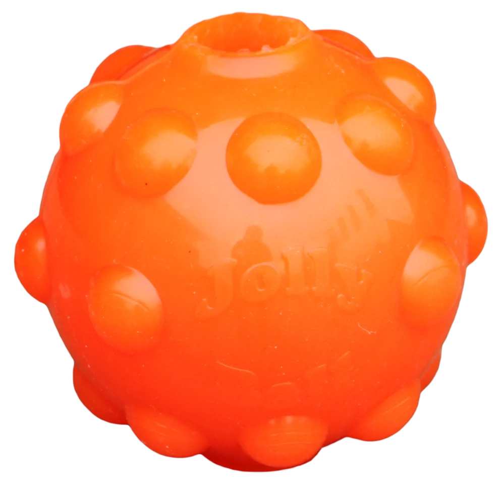 Piłka na przysmaki dla psa z gumy TPR, 7,6 cm – Jolly Pets Jolly Jumper pomarańczowa S - obrazek 4