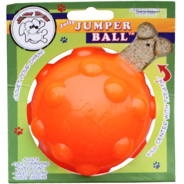 Piłka na przysmaki dla psa z gumy TPR, 7,6 cm – Jolly Pets Jolly Jumper pomarańczowa S