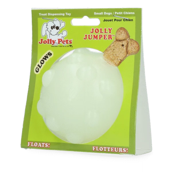 Piłka na przysmaki dla psa z gumy TPR, 7,6 cm – Jolly Pets Jolly Jumper Glow in the Dark S
