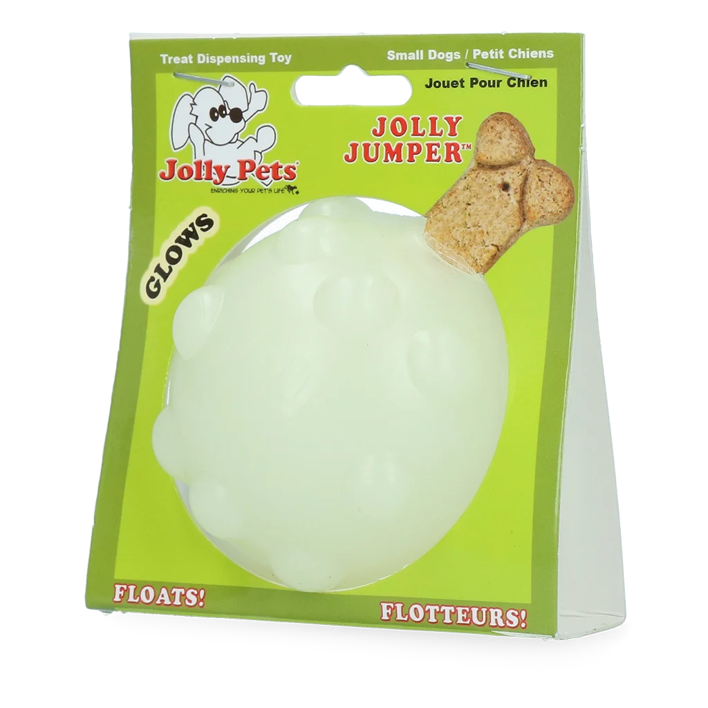 Piłka na przysmaki dla psa z gumy TPR, 7,6 cm – Jolly Pets Jolly Jumper Glow in the Dark S - obrazek 1