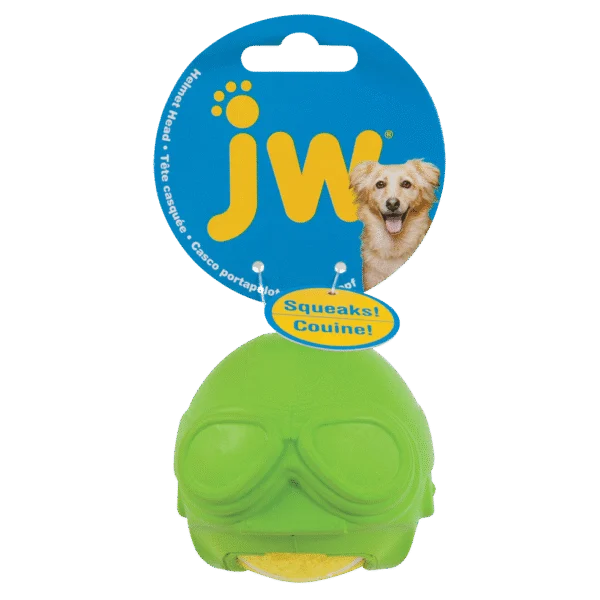 Piłka tenisowa dla psa z piszczałką i gumowym kaskiem – JW Helmet Heads Aviator