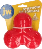 Gumowa piszcząca zabawka dla psa z 3 dźwiękami, czerwona – JW Symphony of Squeaks
