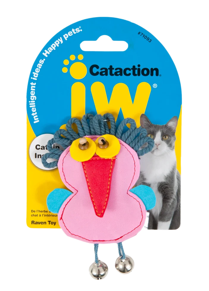 Zabawka w kształcie kruka dla kotów z kocimiętką i dzwoneczkami, 12 x 7 cm – JW Cataction Raven Toy - obrazek 1
