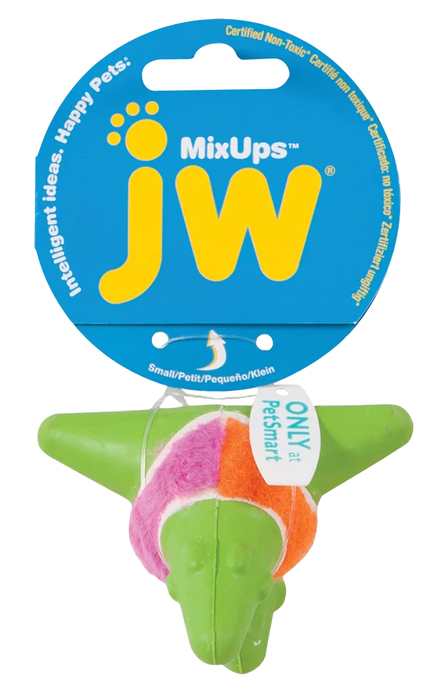 Piłka dla psa z pluszu i gumy, 7,5 cm – JW Mixups Arrow Ball S - obrazek 1