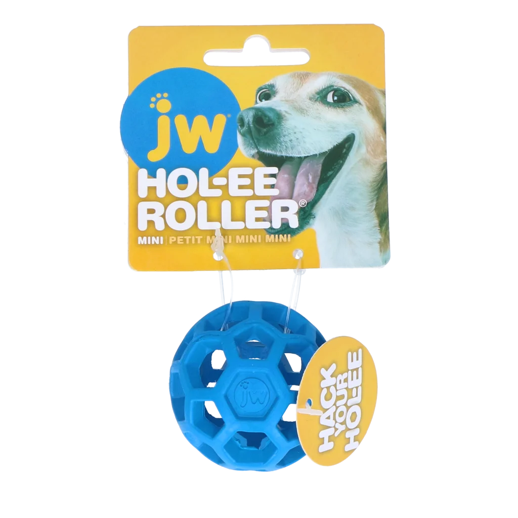 JWHO003B.png Piłka dla psa z naturalnego kauczuku na przysmaki, 5 cm, niebieska – JW Hol-ee Roller - obrazek 1