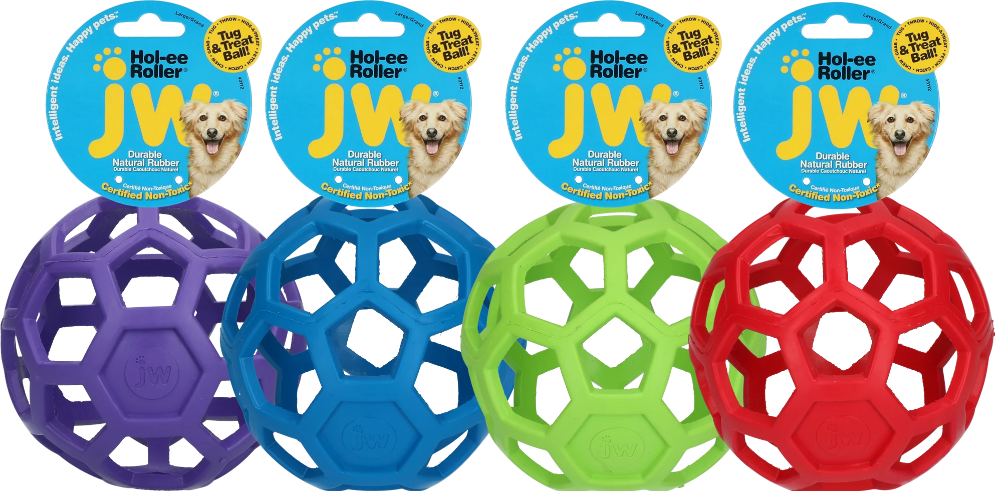 Piłka dla psa z naturalnej gumy na przysmaki, 19 cm, kolor losowy – JW Hol-ee Roller - obrazek 1