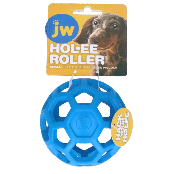 Piłka dla psa z naturalnej gumy na przysmaki, 9 cm, niebieska – JW Hol-ee Roller Small