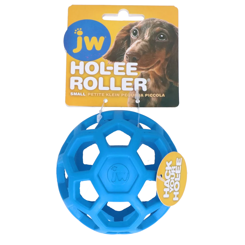 Piłka dla psa z naturalnej gumy na przysmaki, 9 cm, niebieska – JW Hol-ee Roller Small - obrazek 1