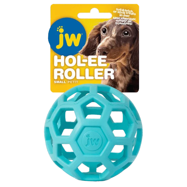 Piłka dla psa z naturalnego kauczuku na przysmaki, 9 cm, jasnoniebieska – JW Hol-ee Roller Small