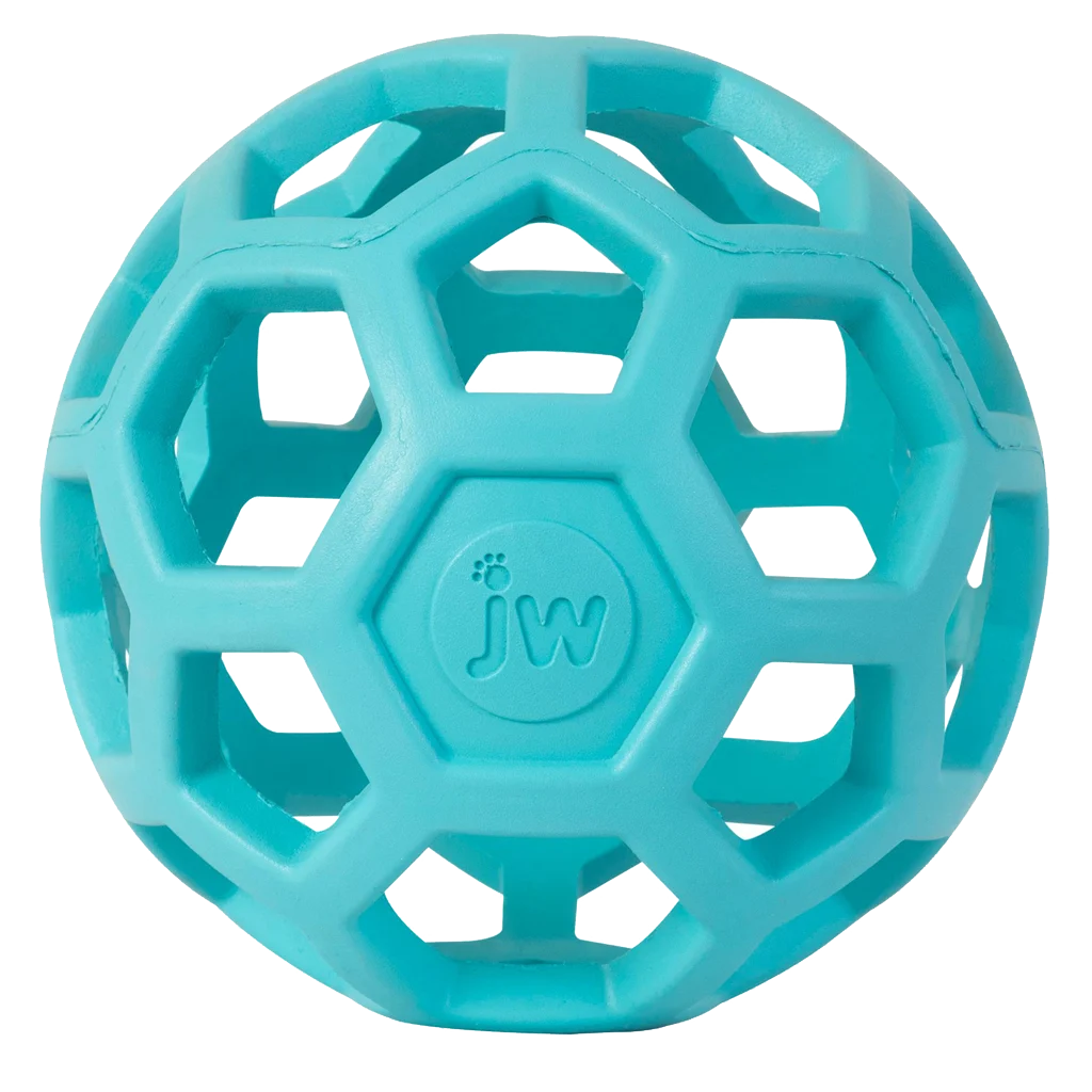 Piłka dla psa z naturalnego kauczuku na przysmaki, 9 cm, jasnoniebieska – JW Hol-ee Roller Small - obrazek 2