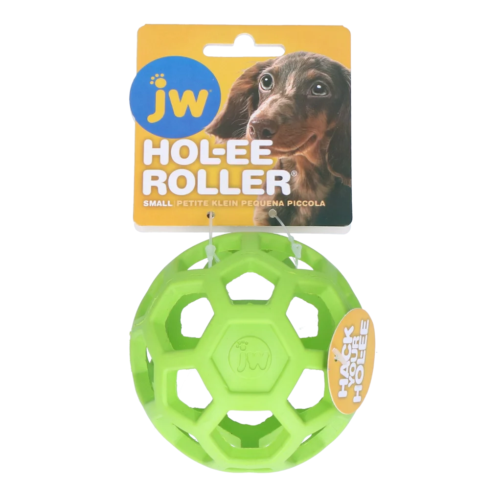 Piłka dla psa z naturalnego kauczuku na przysmaki, 9 cm, zielona – JW Hol-ee Roller Small - obrazek 1