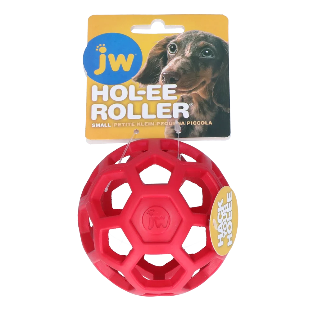 Piłka dla psa z naturalnej gumy na przysmaki, 9 cm, czerwona – JW Hol-ee Roller Small - obrazek 1