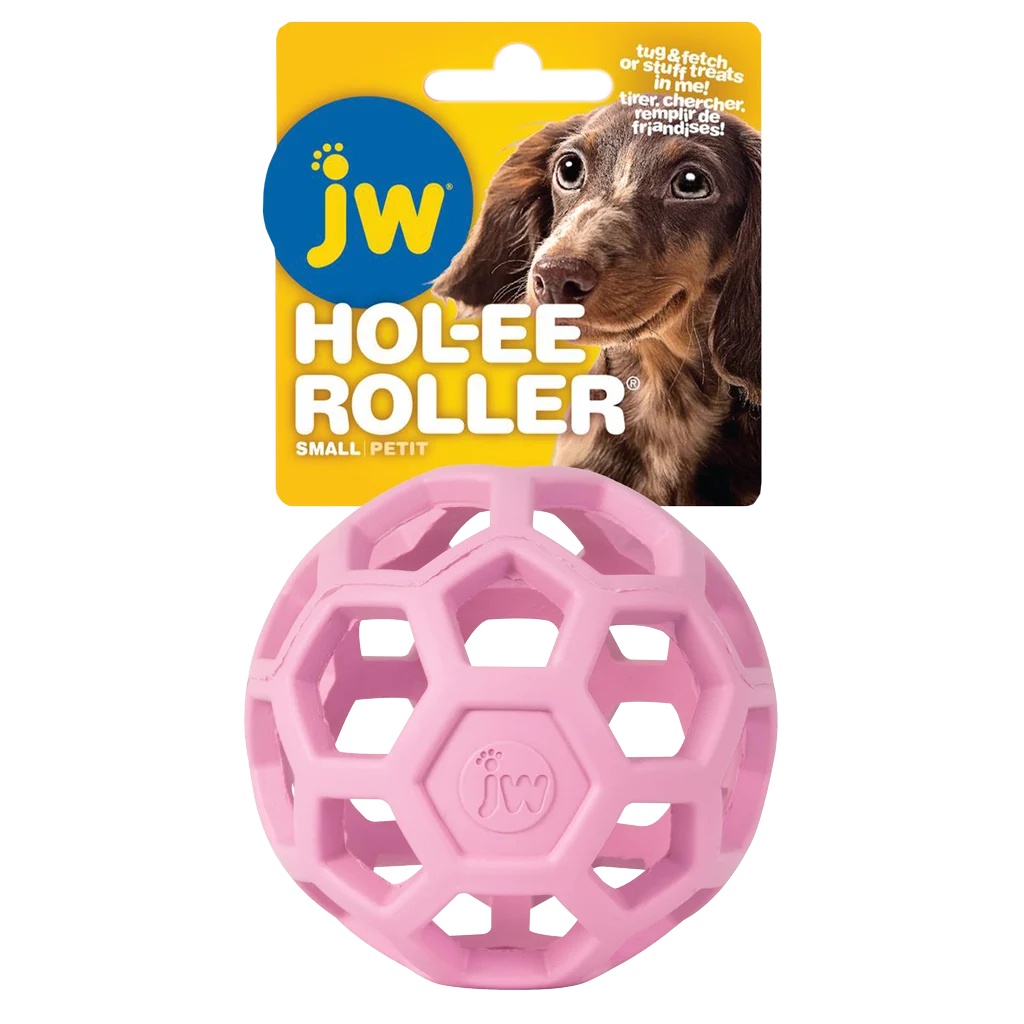 Gumowa piłka dla psa na przysmaki, 9 cm, różowa – JW Hol-ee Roller Small - obrazek 1