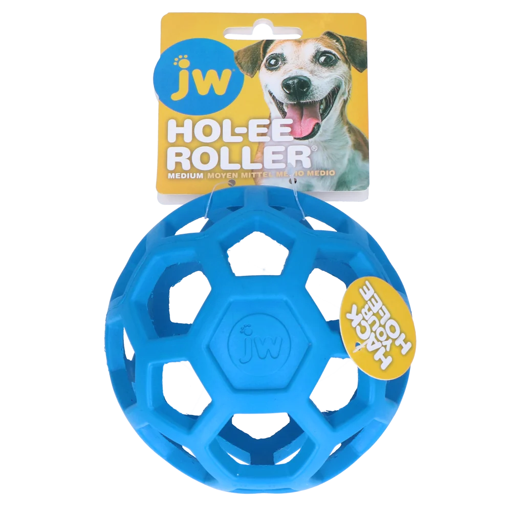JWHO005B.png Gumowa piłka dla psa na przysmaki, 11,5 cm, niebieska – JW Hol-ee Roller - obrazek 1