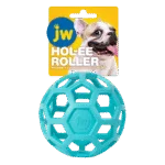 Piłka dla psa z naturalnego kauczuku na smakołyki, 11,5 cm, jasnoniebieska – JW Hol-ee Roller