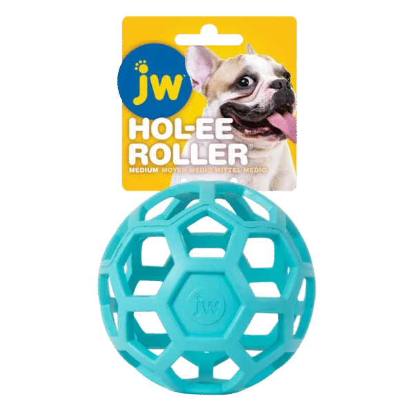 Piłka dla psa z naturalnego kauczuku na smakołyki, 11,5 cm, jasnoniebieska – JW Hol-ee Roller