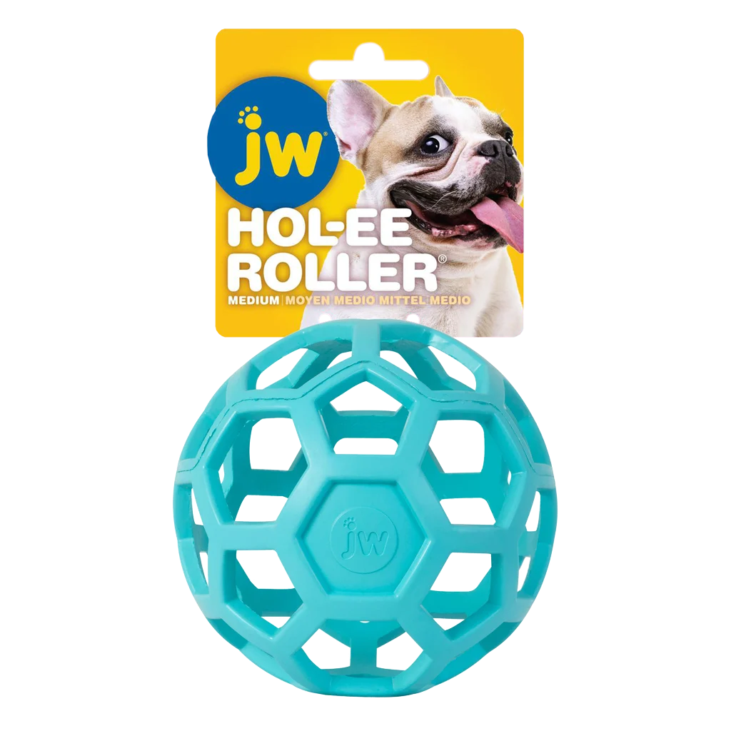 Piłka dla psa z naturalnego kauczuku na smakołyki, 11,5 cm, jasnoniebieska – JW Hol-ee Roller - obrazek 1