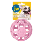 Piłka dla psa z kauczuku naturalnego na przysmaki, 11,5 cm, różowa – JW Hol-ee Roller