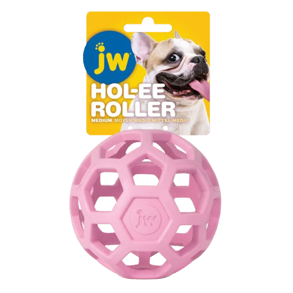 Piłka dla psa z kauczuku naturalnego na przysmaki, 11,5 cm, różowa – JW Hol-ee Roller