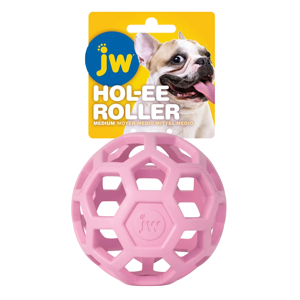Piłka dla psa z kauczuku naturalnego na przysmaki, 11,5 cm, różowa – JW Hol-ee Roller - obrazek 1