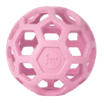 Piłka dla psa z kauczuku naturalnego na przysmaki, 11,5 cm, różowa – JW Hol-ee Roller - obrazek 2