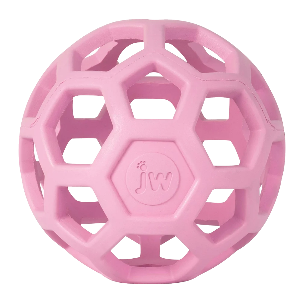 Piłka dla psa z kauczuku naturalnego na przysmaki, 11,5 cm, różowa – JW Hol-ee Roller - obrazek 2